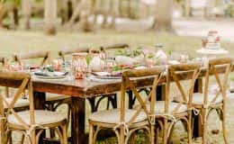 Cross back chairs and farm table