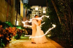 Bride and Groom sparkler swirl